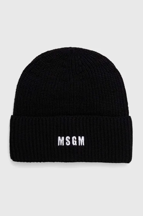 MSGM czapka wełniana kolor czarny wełniana 3541MDL08.237761