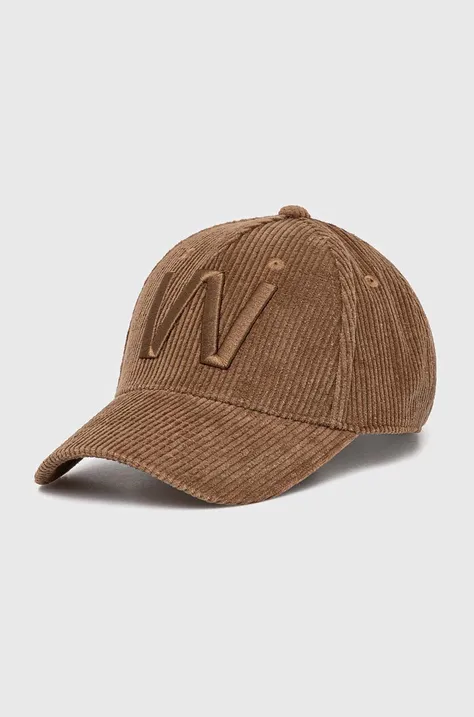 Weekend Max Mara czapka z daszkiem sztruksowa kolor brązowy z aplikacją 2425576034600