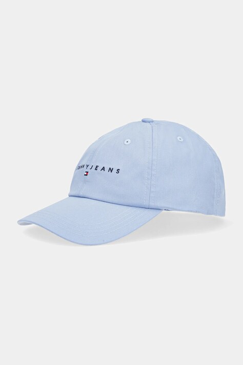 Tommy Jeans czapka z daszkiem bawełniana kolor niebieski z aplikacją AW0AW16868