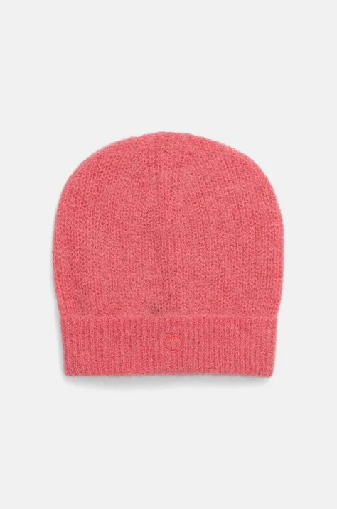Pinko czapka wełniana kolor różowy z cienkiej dzianiny wełniana 104086 A23O