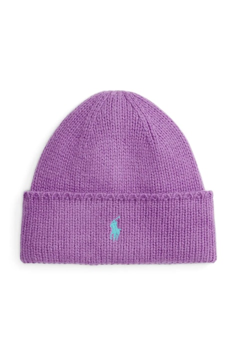 Vlnená čiapka Polo Ralph Lauren čierna farba, vlnená, 455954355