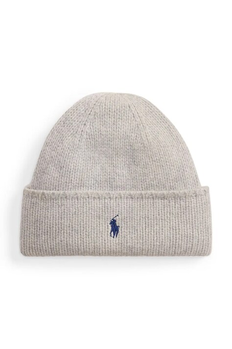 Polo Ralph Lauren czapka beanie damska z wełny merino szara 455954355