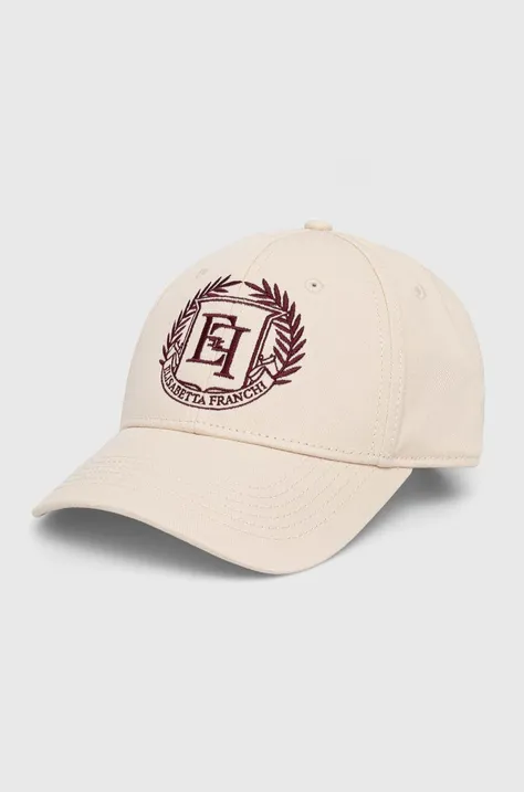 Хлопковая кепка Elisabetta Franchi цвет бежевый с принтом CL01F46E2