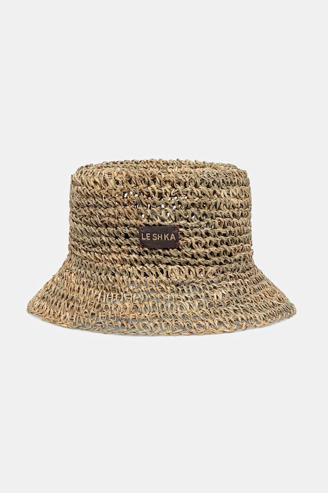LE SH KA ψάθινο καπέλο γυναικείο πλεγμένο Straw Bucket Hat vol2 μπεζ StrawBucketHatvol2