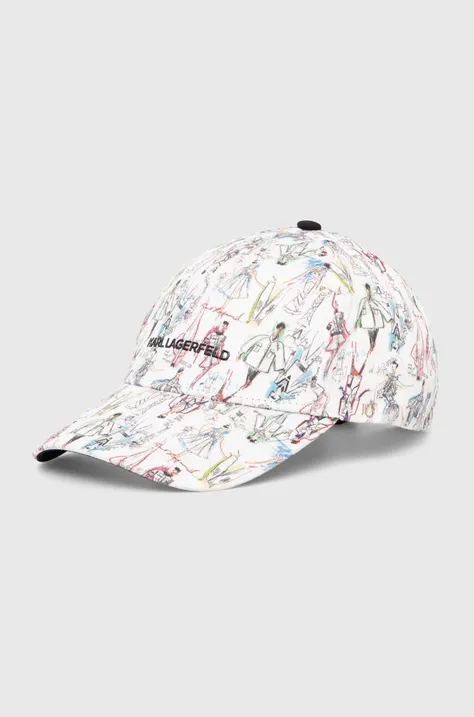 Βαμβακερό καπέλο του μπέιζμπολ Karl Lagerfeld χρώμα: άσπρο, 245W3416
