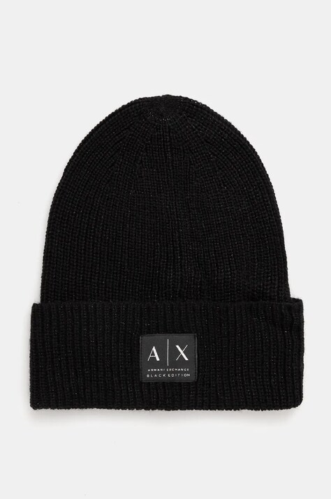 Armani Exchange caciula din amestec de lana culoarea negru, din tesatura neteda, XW000084 AF10527