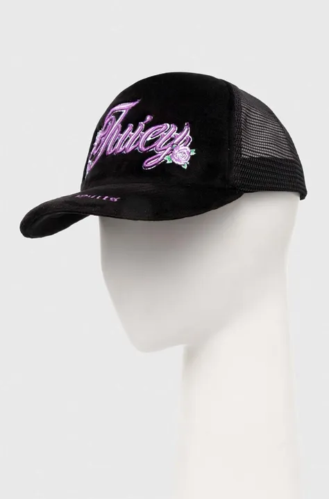 Juicy Couture sapca ROSE & THORN TRUCKER CAP culoarea negru, cu imprimeu, JCAWH224701