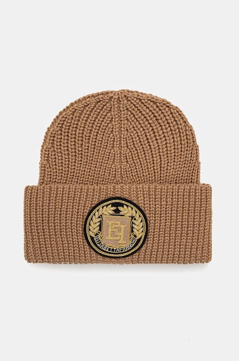 Σκουφί από μείγμα μαλλιού Elisabetta Franchi χρώμα: μπεζ, CL03T47E2