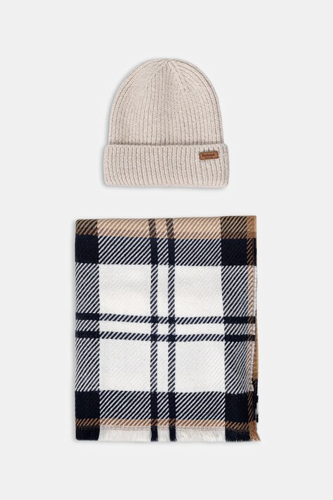 Barbour czapka i szalik kolor beżowy LGS0094