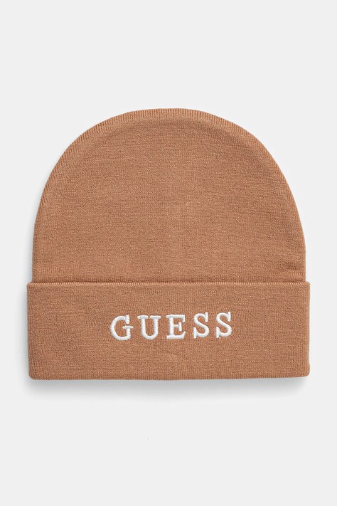Guess caciula culoarea maro, din tricot gros, AW5189 POL01