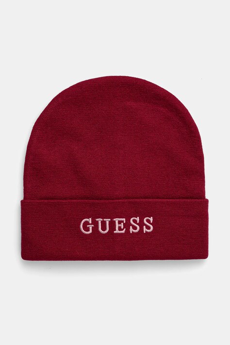 Guess caciula culoarea bordo, din tricot gros, AW5189 POL01
