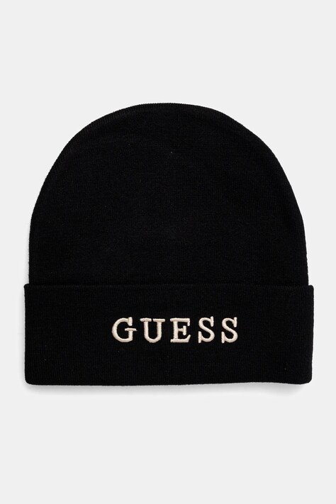 Guess caciula culoarea negru, din tricot gros, AW5189 POL01