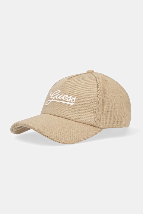 Guess șapcă din amestec de lână culoarea bej, cu imprimeu, AW5182 WOL01