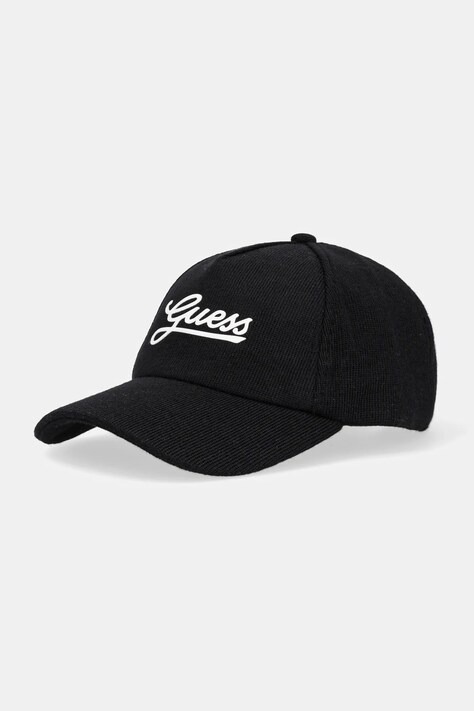 Guess șapcă din amestec de lână culoarea negru, cu imprimeu, AW5182 WOL01