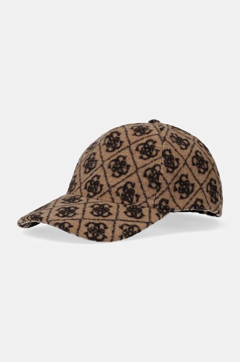 Кепка из смесовой шерсти Guess цвет бежевый узор AW5186 POL03