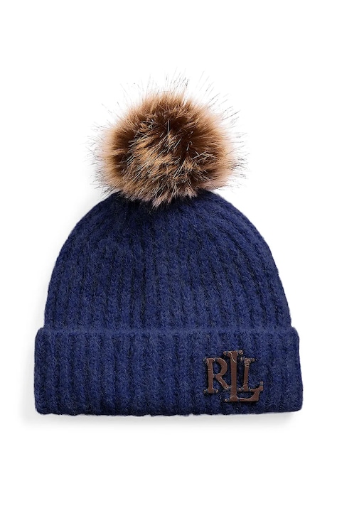 Шапка с вълна Lauren Ralph Lauren в тъмносиньо от плътен трикотаж 454960080