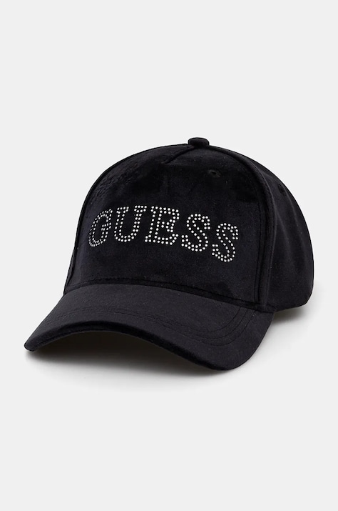 Шапка с козирка Guess в черно с апликация V4BZ04 KBXI2
