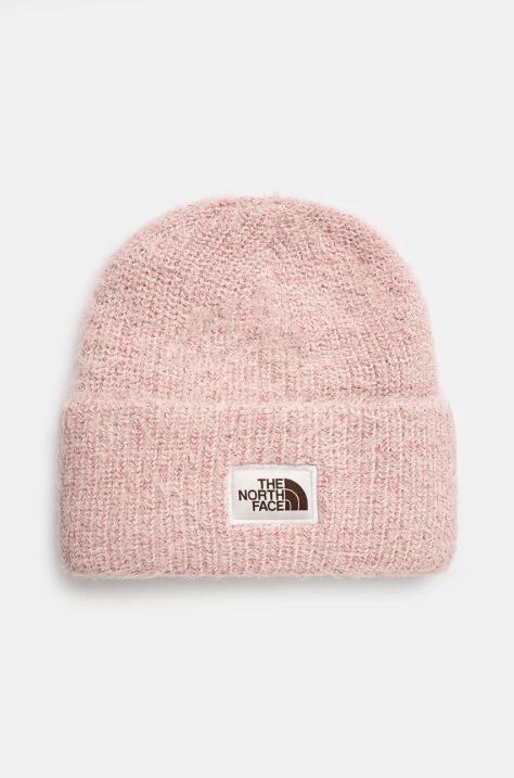 The North Face beanie Salty Bae Lined Beanie pink color thick knit NF0A7WJLLK61