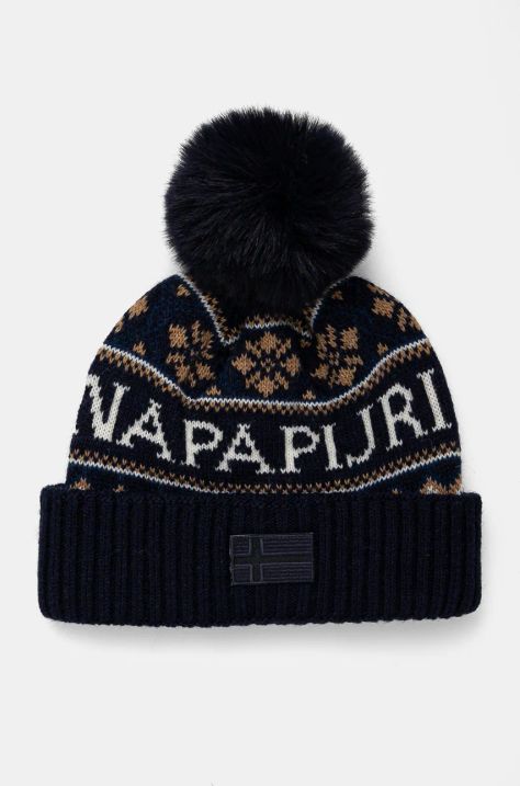 Napapijri berretto in misto lana F-Soiusa colore blu navy  NP0A4IJA1761