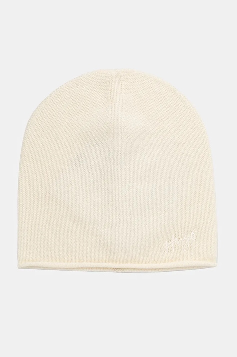 Kapa od kašmira HUGO boja: bež, vunena, 50522793