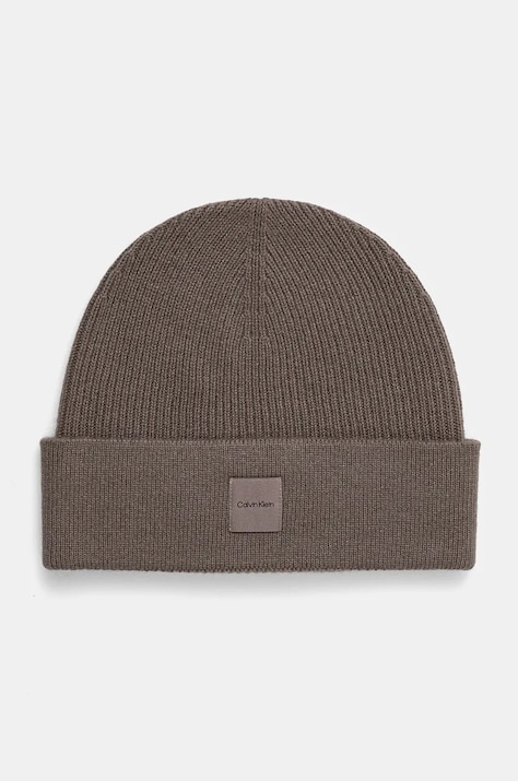 Calvin Klein czapka wełniana kolor szary wełniana K60K612584