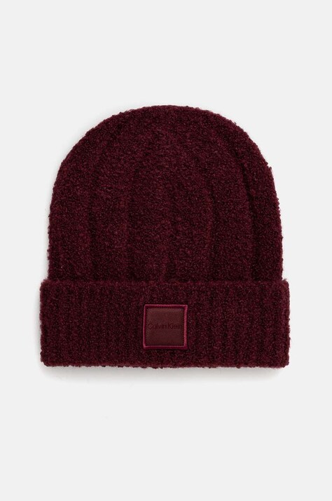 Calvin Klein caciula din amestec de lana culoarea bordo, K60K612596