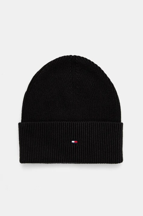Tommy Hilfiger caciula din amestec de casmir culoarea negru, din tesatura neteda, AW0AW16637
