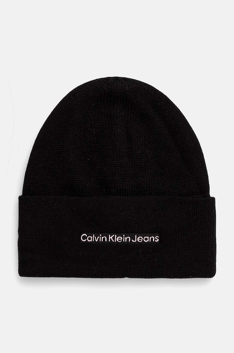 Čepice Calvin Klein Jeans černá barva, z tenké pleteniny, K60K612651