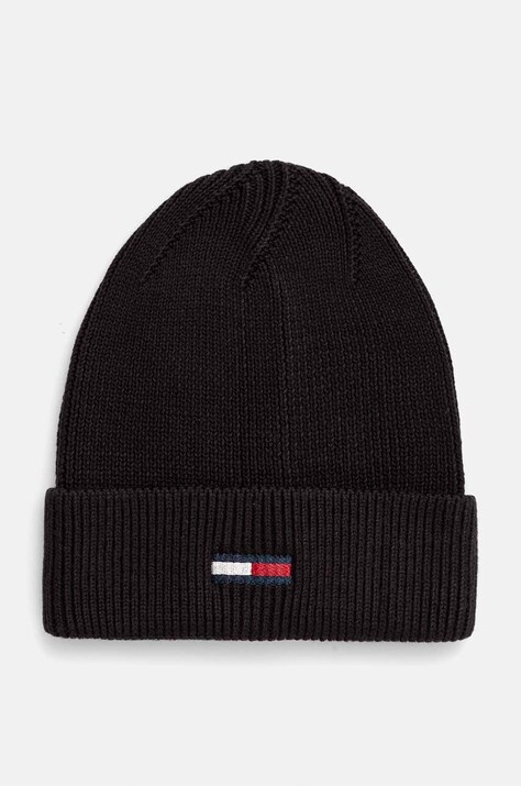 Шапка Tommy Jeans колір чорний з бавовни AW0AW16777