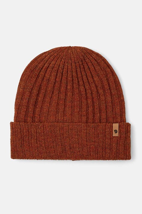 Fjallraven caciula de lana Byron Hat Thin culoarea maro, de lana, din tesatura neteda, F77387.215