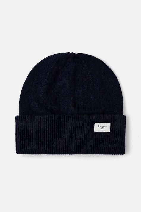 Pepe Jeans caciula din amestec de lana YELA HAT culoarea albastru marin, din tesatura neteda, PL040360