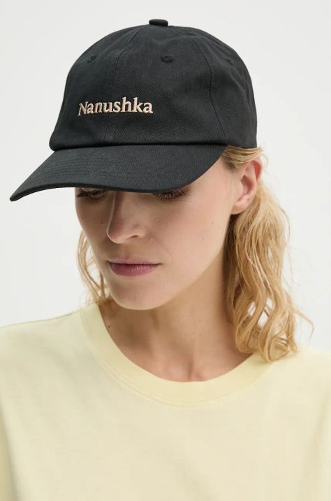 Nanushka berretto da baseball in cotone VAL colore nero con applicazione NU24CRHT08199