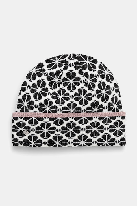 Шапка с вълна Kate Spade в бяло с фина плетка 29KS1004506