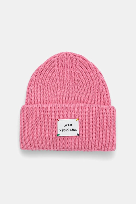 Rossignol czapka z domieszką wełny kolor różowy z grubej dzianiny RLMWH16U