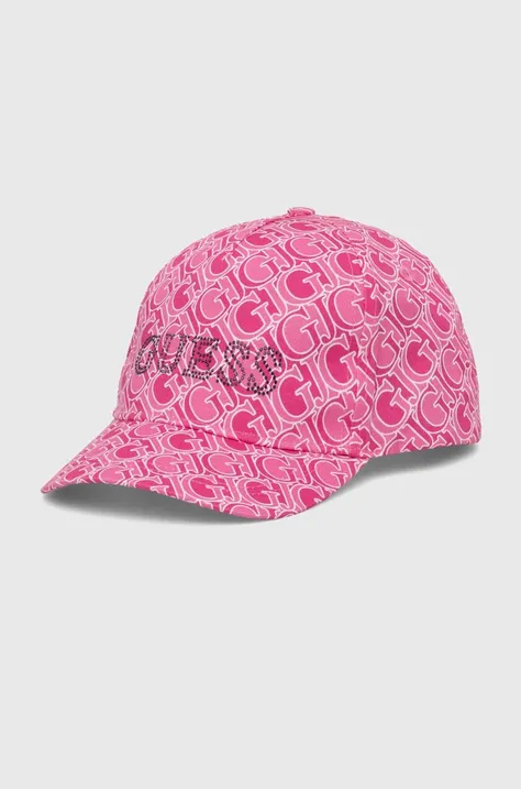 Otroška bombažna bejzbolska kapa Guess roza barva, J4YZ00 WO08O