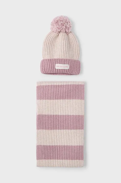 Дитяча шапка і шарф Mayoral колір рожевий 10827