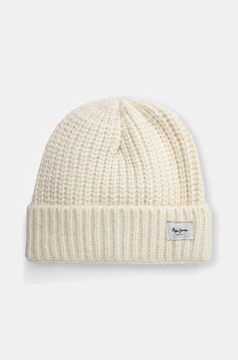 Pepe Jeans caciula copii ZOE HAT culoarea bej, din tricot gros, PG040241