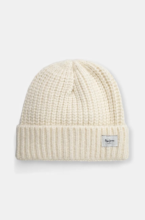 Pepe Jeans czapka dziecięca ZOE HAT kolor beżowy z grubej dzianiny PG040241