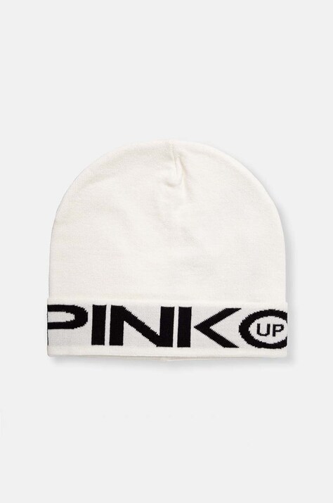 Детска шапка Pinko Up в бяло с фина плетка F4PIJGHT219