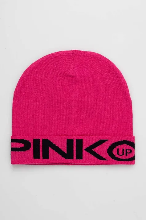 Pinko Up czapka dziecięca kolor różowy z cienkiej dzianiny F4PIJGHT219