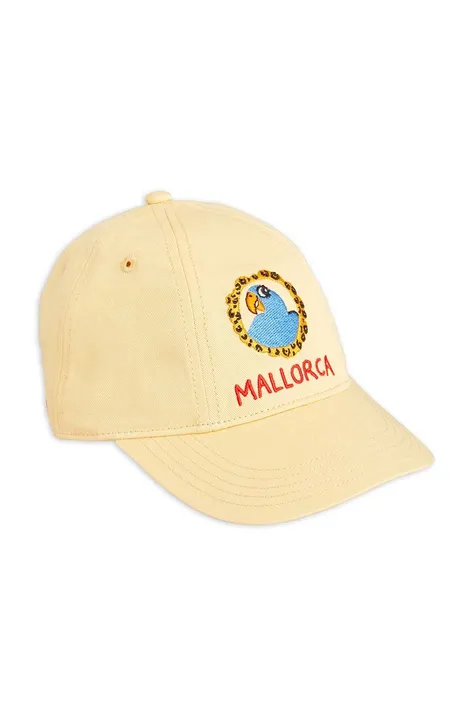 Otroška bombažna bejzbolska kapa Mini Rodini Parrot rumena barva