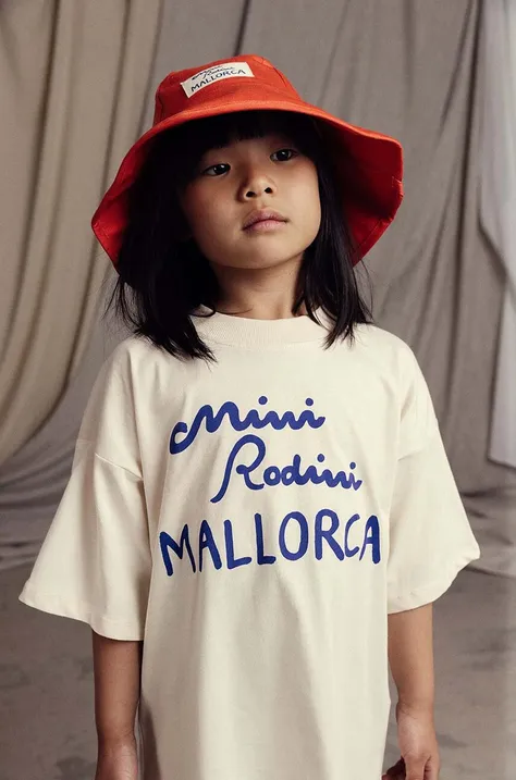 Otroški bombažni klobuk Mini Rodini Mallorca oranžna barva