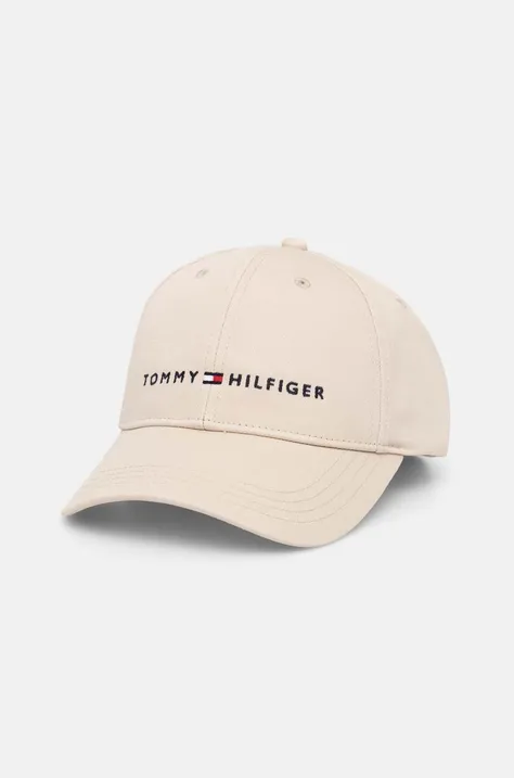 Tommy Hilfiger cappello con visiera in cotone bambini colore beige con applicazione AU0AU01667