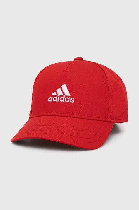 Pamučna kapa sa šiltom za bebe adidas Performance LK CAP boja: crvena, s aplikacijom, IY5421