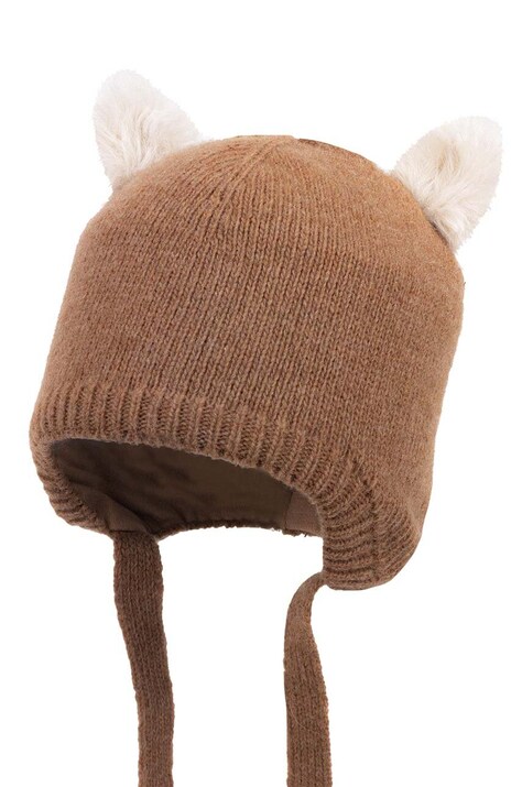 Дитяча вовняна шапка Jamiks TAYLAN колір коричневий вовна JZH279