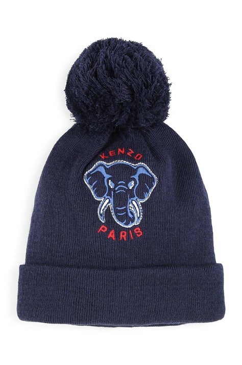 Detská čiapka s prímesou kašmíru Kenzo Kids tmavomodrá farba biela, K60608