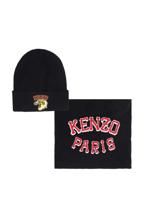 Дитяча шапка і снуд Kenzo Kids колір чорний K60615