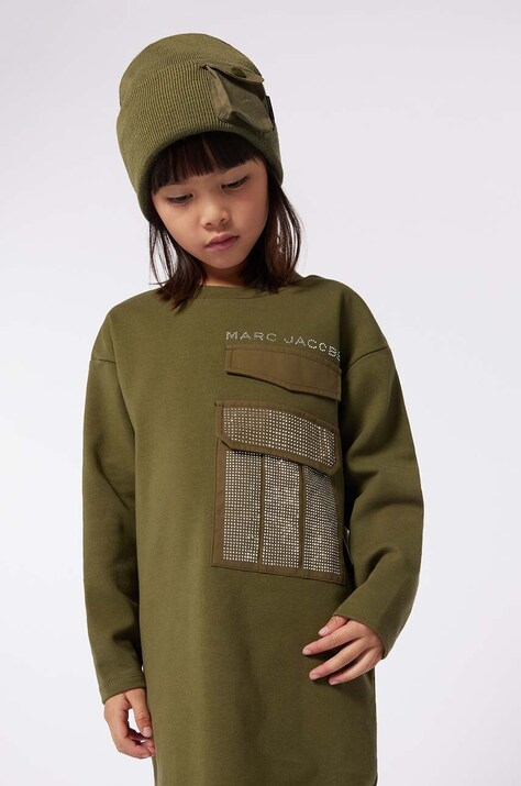 Дитяча шапка з домішкою вовни Marc Jacobs колір зелений  W60349