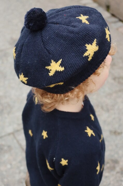 Konges Sløjd BELOU KNIT BERET mornarsko modra barva, KS101893