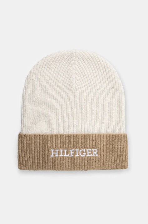 Дитяча шапка з домішкою вовни Tommy Hilfiger колір бежевий  AU0AU01930